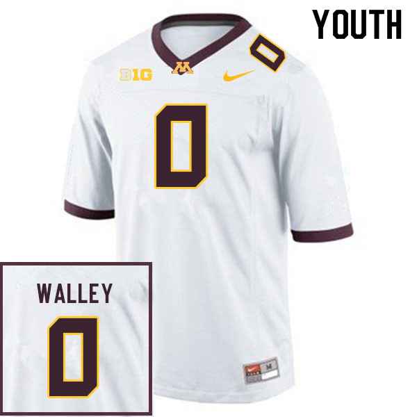 Youth #0 Justin Walley Minnesota Golden Gophers College Football Jerseys Sale-White